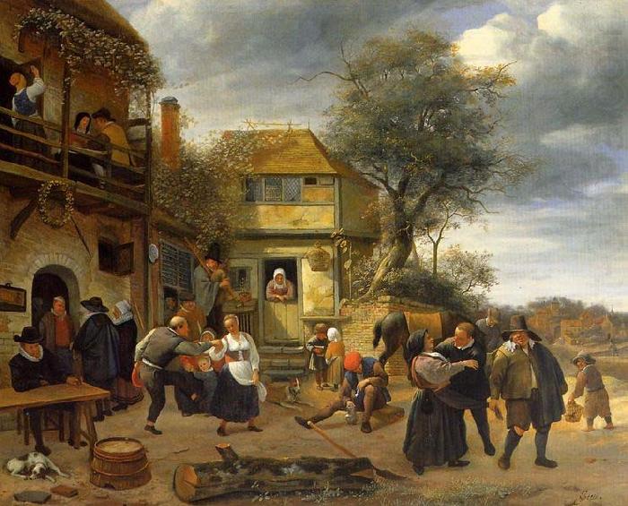 Jan Steen Peasants before an Inn china oil painting image